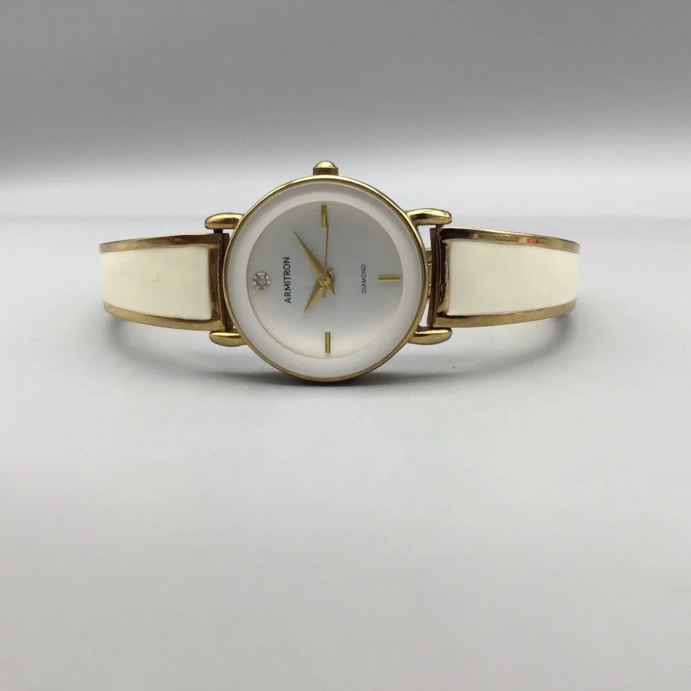 Armitron 755383GP Womens Watch 24mm Gold Tone Diamond New Battery 6.25
